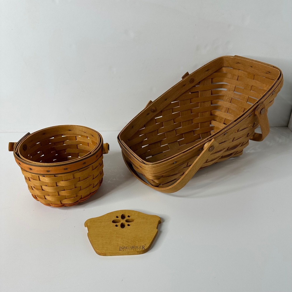Vtg Longaberger Baskets Medium Vegetable 1991 Little Pumpkin 1997 Single Divider